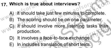 Yabancı Dil Öğretiminde Ölçme Ve Değerlendirme 2 Dersi 2013 - 2014 Yılı (Vize) Ara Sınav Soruları 17. Soru