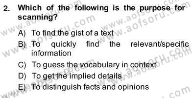 Yabancı Dil Öğretiminde Ölçme Ve Değerlendirme 2 Dersi 2013 - 2014 Yılı (Vize) Ara Sınav Soruları 2. Soru
