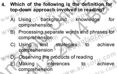 Yabancı Dil Öğretiminde Ölçme Ve Değerlendirme 2 Dersi 2013 - 2014 Yılı (Vize) Ara Sınav Soruları 4. Soru