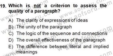 Yabancı Dil Öğretiminde Ölçme Ve Değerlendirme 2 Dersi 2013 - 2014 Yılı (Final) Dönem Sonu Sınav Soruları 19. Soru