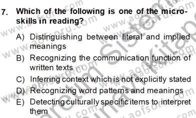 Yabancı Dil Öğretiminde Ölçme Ve Değerlendirme 2 Dersi 2013 - 2014 Yılı (Final) Dönem Sonu Sınav Soruları 7. Soru