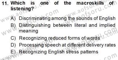 Yabancı Dil Öğretiminde Ölçme Ve Değerlendirme 2 Dersi 2013 - 2014 Yılı Tek Ders Sınav Soruları 11. Soru