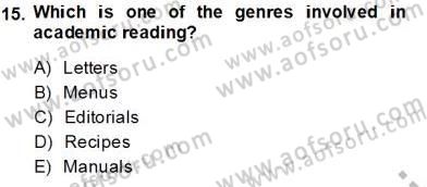 Yabancı Dil Öğretiminde Ölçme Ve Değerlendirme 2 Dersi 2013 - 2014 Yılı Tek Ders Sınav Soruları 15. Soru