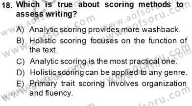 Yabancı Dil Öğretiminde Ölçme Ve Değerlendirme 2 Dersi 2013 - 2014 Yılı Tek Ders Sınav Soruları 18. Soru