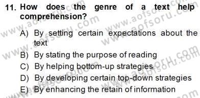 Yabancı Dil Öğretiminde Ölçme Ve Değerlendirme 2 Dersi 2014 - 2015 Yılı (Vize) Ara Sınav Soruları 11. Soru