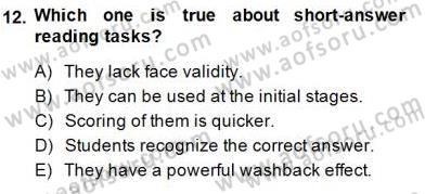 Yabancı Dil Öğretiminde Ölçme Ve Değerlendirme 2 Dersi 2014 - 2015 Yılı (Vize) Ara Sınav Soruları 12. Soru