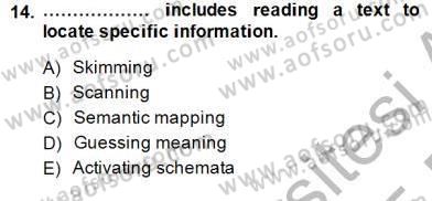 Yabancı Dil Öğretiminde Ölçme Ve Değerlendirme 2 Dersi 2014 - 2015 Yılı (Vize) Ara Sınav Soruları 14. Soru