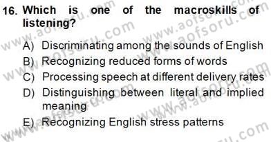 Yabancı Dil Öğretiminde Ölçme Ve Değerlendirme 2 Dersi 2014 - 2015 Yılı (Vize) Ara Sınav Soruları 16. Soru