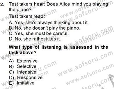 Yabancı Dil Öğretiminde Ölçme Ve Değerlendirme 2 Dersi 2014 - 2015 Yılı (Vize) Ara Sınav Soruları 2. Soru
