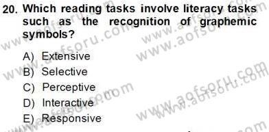 Yabancı Dil Öğretiminde Ölçme Ve Değerlendirme 2 Dersi 2014 - 2015 Yılı (Vize) Ara Sınav Soruları 20. Soru