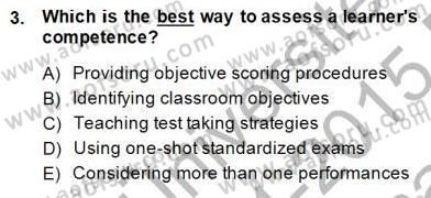 Yabancı Dil Öğretiminde Ölçme Ve Değerlendirme 2 Dersi 2014 - 2015 Yılı (Vize) Ara Sınav Soruları 3. Soru