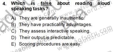 Yabancı Dil Öğretiminde Ölçme Ve Değerlendirme 2 Dersi 2014 - 2015 Yılı (Vize) Ara Sınav Soruları 4. Soru