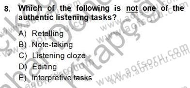 Yabancı Dil Öğretiminde Ölçme Ve Değerlendirme 2 Dersi 2014 - 2015 Yılı (Vize) Ara Sınav Soruları 8. Soru