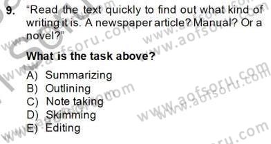 Yabancı Dil Öğretiminde Ölçme Ve Değerlendirme 2 Dersi 2014 - 2015 Yılı (Vize) Ara Sınav Soruları 9. Soru