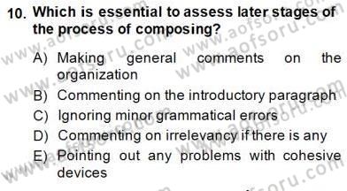 Yabancı Dil Öğretiminde Ölçme Ve Değerlendirme 2 Dersi 2014 - 2015 Yılı (Final) Dönem Sonu Sınav Soruları 10. Soru