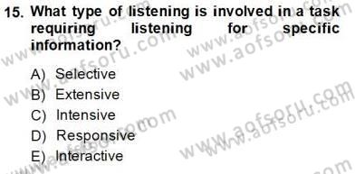 Yabancı Dil Öğretiminde Ölçme Ve Değerlendirme 2 Dersi 2014 - 2015 Yılı (Final) Dönem Sonu Sınav Soruları 15. Soru