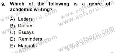 Yabancı Dil Öğretiminde Ölçme Ve Değerlendirme 2 Dersi 2014 - 2015 Yılı (Final) Dönem Sonu Sınav Soruları 9. Soru