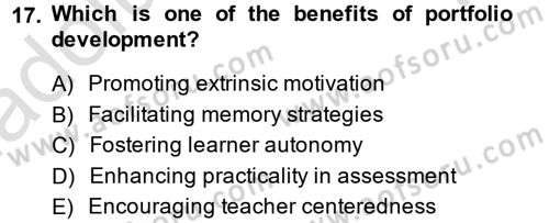 Yabancı Dil Öğretiminde Ölçme Ve Değerlendirme 2 Dersi 2014 - 2015 Yılı Tek Ders Sınav Soruları 17. Soru
