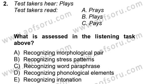 Yabancı Dil Öğretiminde Ölçme Ve Değerlendirme 2 Dersi 2014 - 2015 Yılı Tek Ders Sınav Soruları 2. Soru