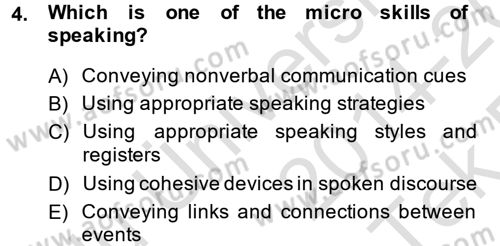 Yabancı Dil Öğretiminde Ölçme Ve Değerlendirme 2 Dersi 2014 - 2015 Yılı Tek Ders Sınav Soruları 4. Soru