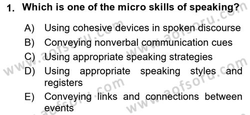 Yabancı Dil Öğretiminde Ölçme Ve Değerlendirme 2 Dersi 2015 - 2016 Yılı (Final) Dönem Sonu Sınav Soruları 1. Soru
