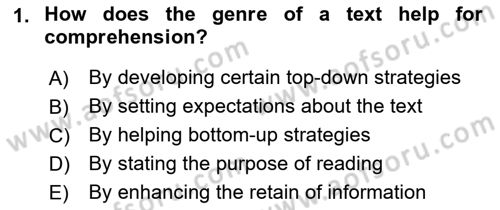 Yabancı Dil Öğretiminde Ölçme Ve Değerlendirme 2 Dersi 2015 - 2016 Yılı Tek Ders Sınav Soruları 1. Soru