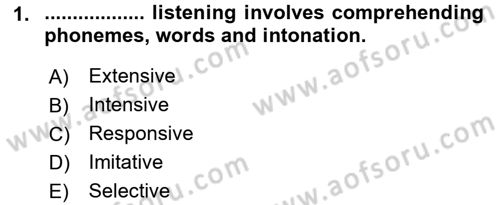 Yabancı Dil Öğretiminde Ölçme Ve Değerlendirme 2 Dersi 2016 - 2017 Yılı 3 Ders Sınav Soruları 1. Soru