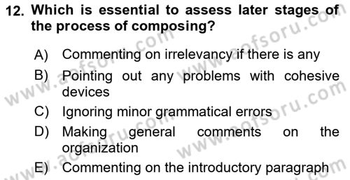 Yabancı Dil Öğretiminde Ölçme Ve Değerlendirme 2 Dersi 2016 - 2017 Yılı 3 Ders Sınav Soruları 12. Soru
