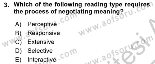 Yabancı Dil Öğretiminde Ölçme Ve Değerlendirme 2 Dersi 2016 - 2017 Yılı 3 Ders Sınav Soruları 3. Soru