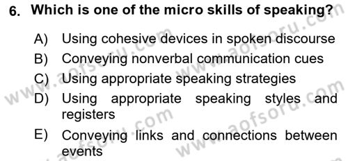 Yabancı Dil Öğretiminde Ölçme Ve Değerlendirme 2 Dersi 2016 - 2017 Yılı 3 Ders Sınav Soruları 6. Soru