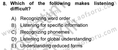 Yabancı Dil Öğretiminde Ölçme Ve Değerlendirme 2 Dersi 2016 - 2017 Yılı 3 Ders Sınav Soruları 8. Soru