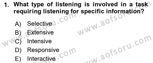 Yabancı Dil Öğretiminde Ölçme Ve Değerlendirme 2 Dersi 2016 - 2017 Yılı (Final) Dönem Sonu Sınav Soruları 1. Soru