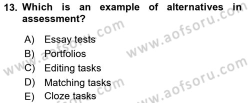 Yabancı Dil Öğretiminde Ölçme Ve Değerlendirme 2 Dersi 2016 - 2017 Yılı (Final) Dönem Sonu Sınav Soruları 13. Soru