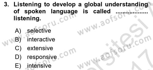 Yabancı Dil Öğretiminde Ölçme Ve Değerlendirme 2 Dersi 2016 - 2017 Yılı (Final) Dönem Sonu Sınav Soruları 3. Soru