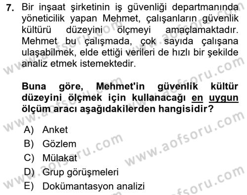 İş Sağlığı ve Güvenliğinin Temelleri Dersi 2022 - 2023 Yılı (Final) Dönem Sonu Sınavı 7. Soru