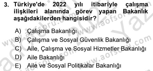 İş Sağlığı ve Güvenliğinin Temelleri Dersi 2022 - 2023 Yılı Yaz Okulu Sınav Soruları 3. Soru