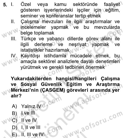 İş Sağlığı ve Güvenliğinin Temelleri Dersi 2024 - 2025 Yılı (Final) Dönem Sonu Sınav Soruları 5. Soru