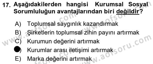 Yönetim Sistemleri ve Risk Yönetimi Dersi 2020 - 2021 Yılı Yaz Okulu Sınav Soruları 17. Soru