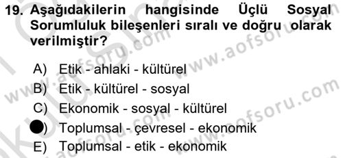 Yönetim Sistemleri ve Risk Yönetimi Dersi 2020 - 2021 Yılı Yaz Okulu Sınav Soruları 19. Soru