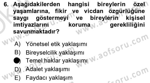 Yönetim Sistemleri ve Risk Yönetimi Dersi 2020 - 2021 Yılı Yaz Okulu Sınav Soruları 6. Soru