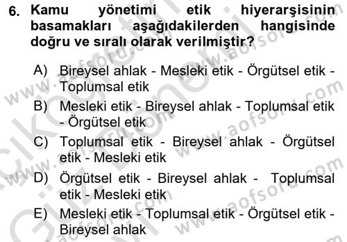 Yönetim Sistemleri ve Risk Yönetimi Dersi 2021 - 2022 Yılı (Vize) Ara Sınavı 6. Soru