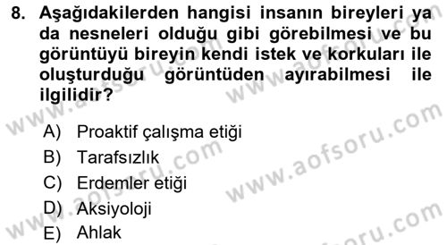 Yönetim Sistemleri ve Risk Yönetimi Dersi 2021 - 2022 Yılı (Vize) Ara Sınavı 8. Soru