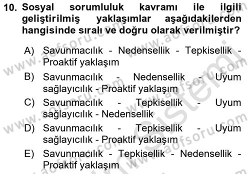 Yönetim Sistemleri ve Risk Yönetimi Dersi 2021 - 2022 Yılı (Final) Dönem Sonu Sınavı 10. Soru