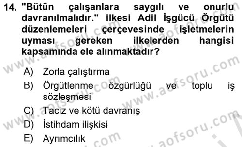 Yönetim Sistemleri ve Risk Yönetimi Dersi 2021 - 2022 Yılı (Final) Dönem Sonu Sınavı 14. Soru