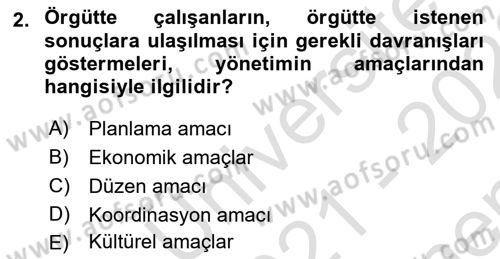 Yönetim Sistemleri ve Risk Yönetimi Dersi 2021 - 2022 Yılı (Final) Dönem Sonu Sınavı 2. Soru