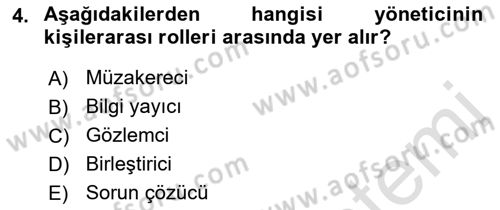 Yönetim Sistemleri ve Risk Yönetimi Dersi 2021 - 2022 Yılı (Final) Dönem Sonu Sınavı 4. Soru