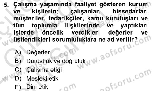 Yönetim Sistemleri ve Risk Yönetimi Dersi 2021 - 2022 Yılı (Final) Dönem Sonu Sınavı 5. Soru