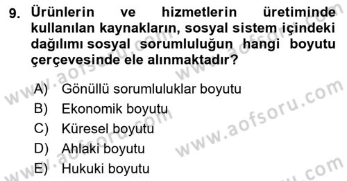 Yönetim Sistemleri ve Risk Yönetimi Dersi 2021 - 2022 Yılı (Final) Dönem Sonu Sınavı 9. Soru