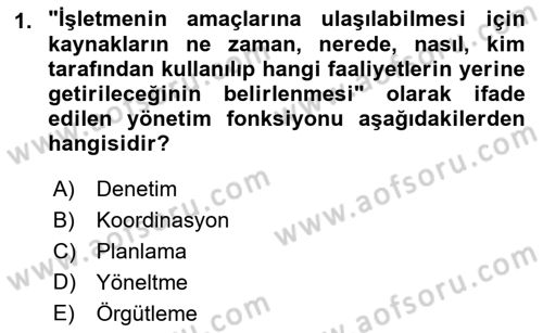 Yönetim Sistemleri ve Risk Yönetimi Dersi 2021 - 2022 Yılı Yaz Okulu Sınav Soruları 1. Soru