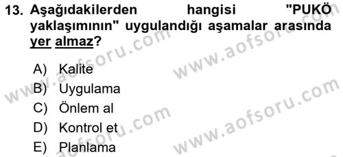 Yönetim Sistemleri ve Risk Yönetimi Dersi 2022 - 2023 Yılı (Vize) Ara Sınavı 13. Soru